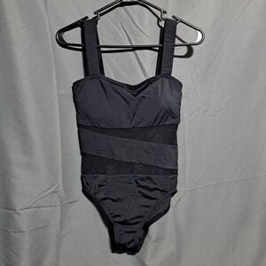 Carmen Marc Valvo Sz 10 Black One Piece Mesh Cutouts Wide Straps‎